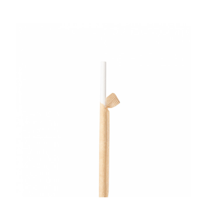 Paper Straw Straight White Wrapped With a Kraft Sleeve Ø0,6cm 21cm (250 Units) Paper Straw Straight White Wrapped With a Kraft Sleeve Ø0,6cm 21cm (250 Units)