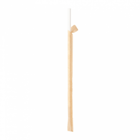 Paper Straw Straight White Wrapped With a Kraft Sleeve Ø0,6cm 21cm (250 Units)