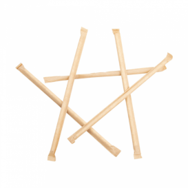 Paper Straw Straight White Wrapped whit a Kraft Sleeve Ø0,6cm 21cm (6000 Units)