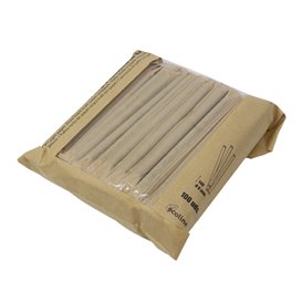Paper Straw Straight Nature Wrapped With a Kraft Sleeve Ø0,6cm 14cm (6000 Units)
