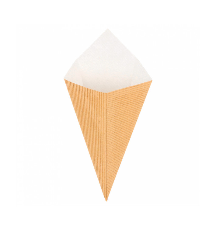 Paper Carrugated Dipping Cone Kraft 22cm 100g (100 Units) Paper Carrugated Dipping Cone Kraft 22cm 100g (100 Units)