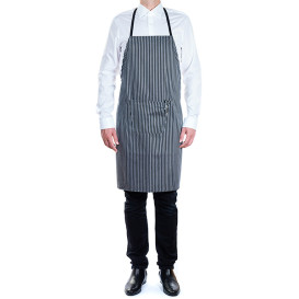 Serving apron bib and pocket Grey and Black Stripes 75x90cm (1 Unit) 