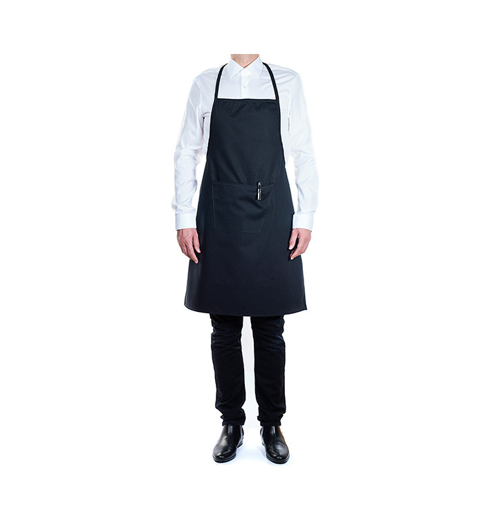 Serving apron bib and pocket Black 75x90cm (1 Unit) Serving apron bib and pocket Black 75x90cm (1 Unit)