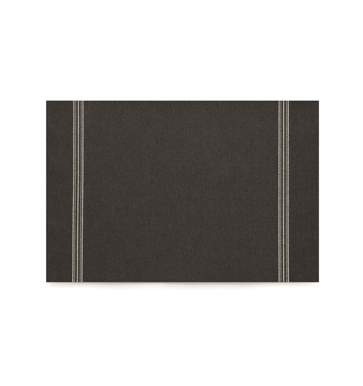 Cotton Placemat "Day Drap" Black 32x45cm (72 Units)