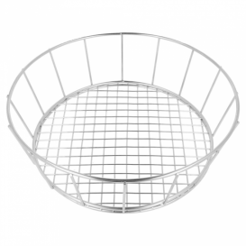 Basket Containers Steel Round Shape Silver Ø24,1x7cm (1 Unit) 