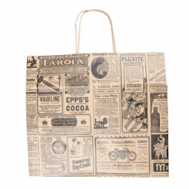 Paper Bag with Handles Kraft "Times" 80g 26+14x32cm (50 Units) 