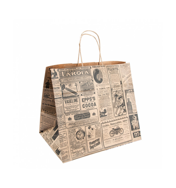 Paper Bag with Handles Kraft "Times" 80g 26+14x32cm (250 Units) Paper Bag with Handles Kraft "Times" 80g 26+14x32cm (250 Units)