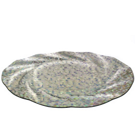 Paper Plate Round Shape Silver "Gaudi" "Acuario" 35cm (100 Units)