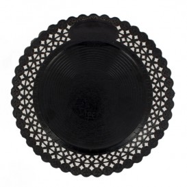 Paper Plate Round Shape Doilie Black 38cm (50 Units) 