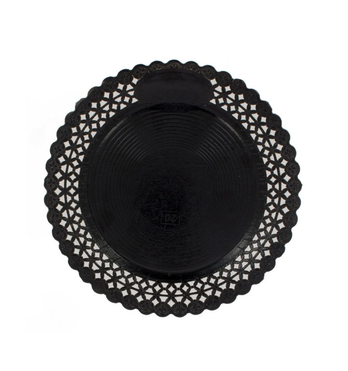 Paper Plate Round Shape Doilie Black 30cm (100 Units) Paper Plate Round Shape Doilie Black 30cm (100 Units)