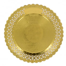 Paper Plate Round Shape Doilie Gold 38cm (100 Units)