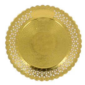 Paper Plate Round Shape Doilie Gold 28cm (100 Units)