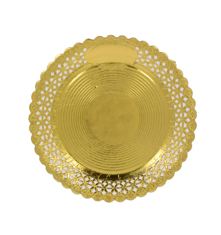 Paper Plate Round Shape Doilie Gold 23cm (100 Units) Paper Plate Round Shape Doilie Gold 23cm (100 Units)