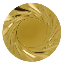 Paper Plate Round Shape Gold "Acuario" 35cm (25 Units) 