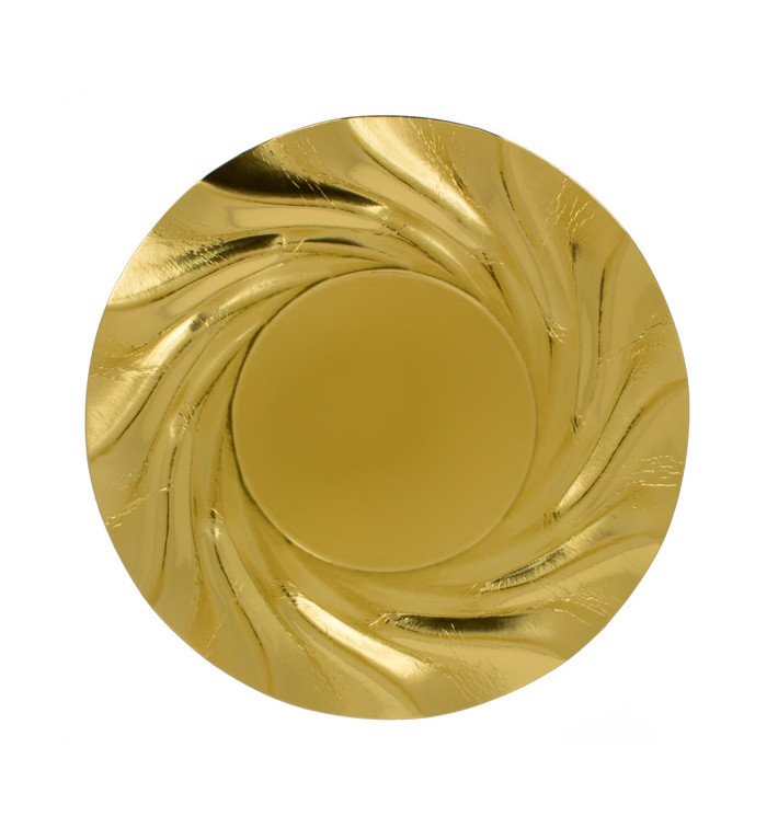 Paper Plate Round Shape Gold "Acuario" 35cm (25 Units) Paper Plate Round Shape Gold "Acuario" 35cm (25 Units)