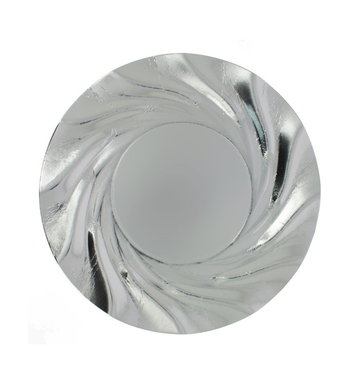 Paper Plate Round Shape Silver "Acuario" 35cm (100 Units) Paper Plate Round Shape Silver "Acuario" 35cm (100 Units)