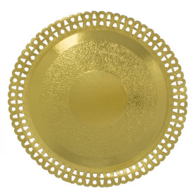 Paper Plate Round Shape Doilie Gold 2,60cm (200 Units)