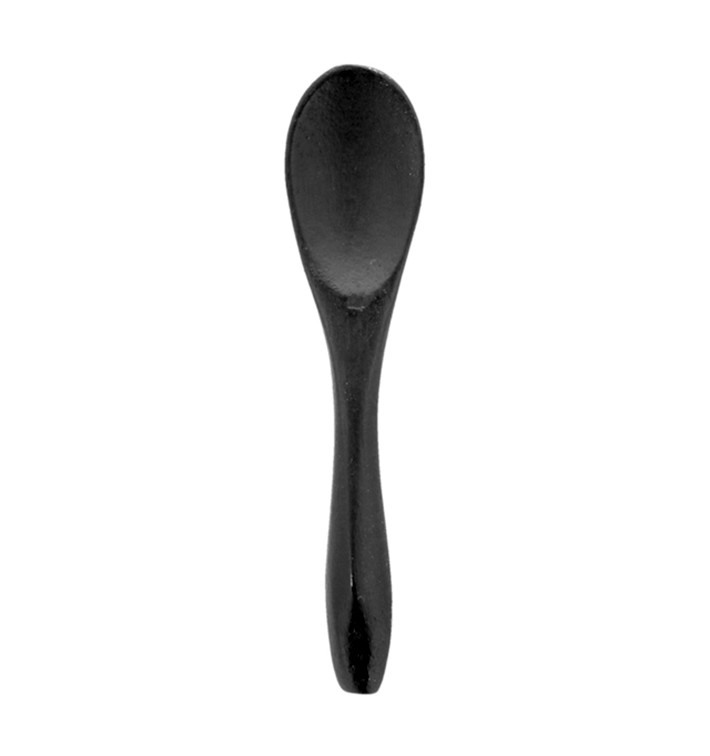 Bamboo Teaspoon Black 9cm (50 Units) Bamboo Teaspoon Black 9cm (50 Units)