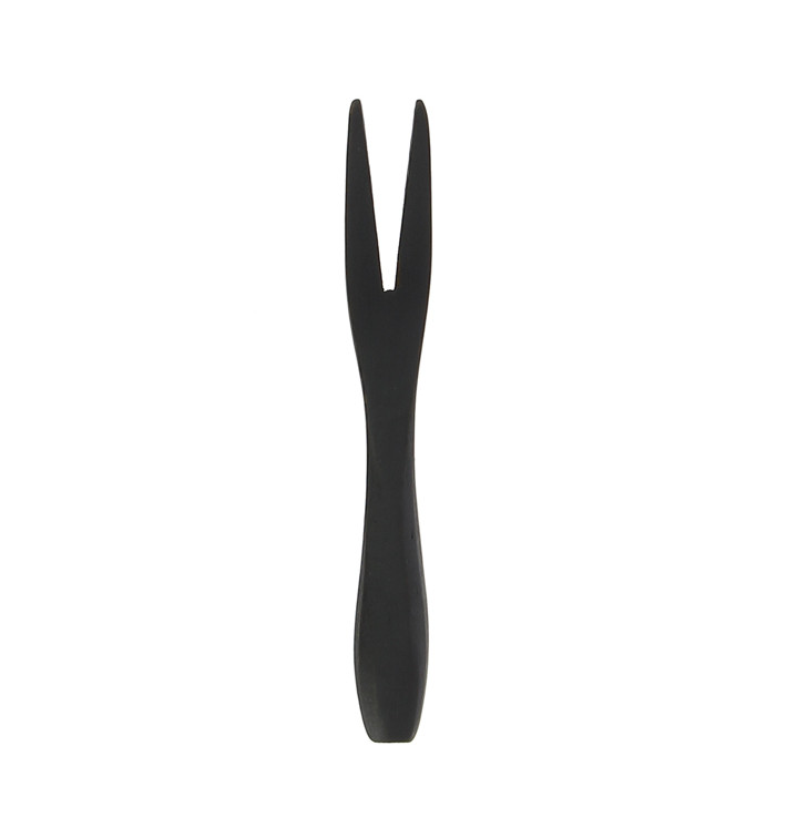 Bamboo Tasting Mini Fork Black 9 cm (500 Units)