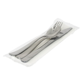 Plastic Cutlery kit PS Metallized 3 Pieces with Napkin (30 Units)