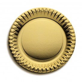 Paper Plate Round Shape "Party" Gold Ø23cm (300 Units)