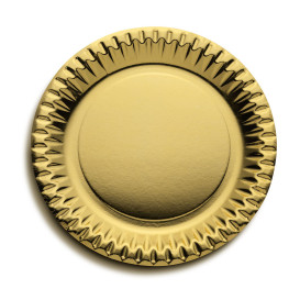 Paper Plate Round Shape "Party" Gold Ø23cm (300 Units)