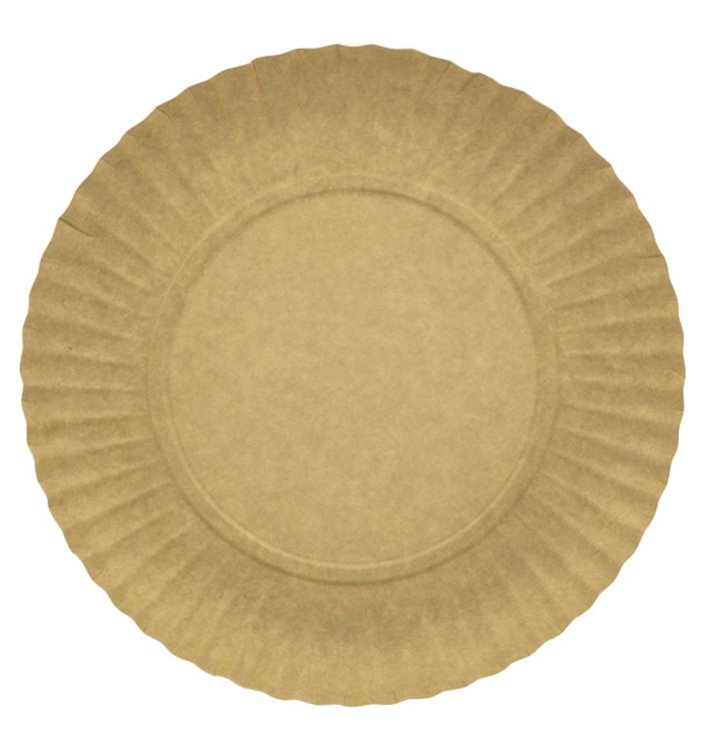 Paper Plate Round Shape Kraft 21cm 255g/m2 (100 Units) 