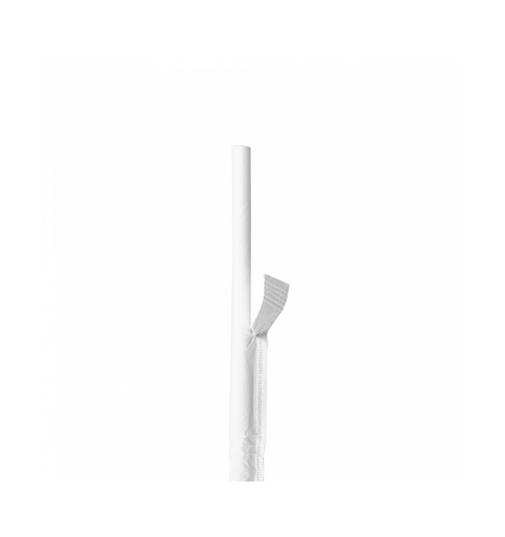 Paper Straw Straight White Wrapped Ø0,6cm 19,7cm (500 Units) Paper Straw Straight White Wrapped Ø0,6cm 19,7cm (500 Units)