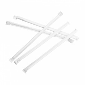 Paper Straw Straight White Wrapped Ø0,6cm 19,7cm (500 Units) 