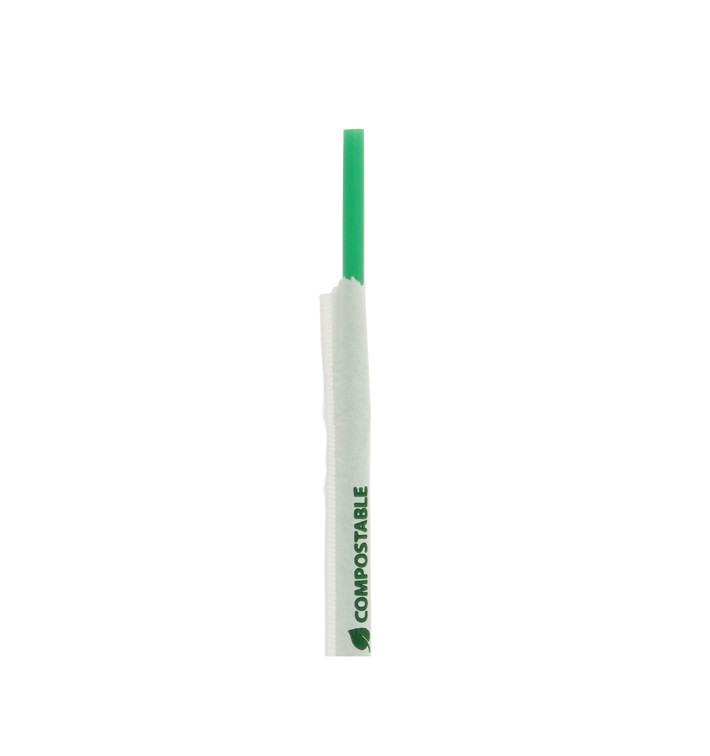 Plastic Straw Straight PLA Wrapped Green Ø0,8cm 18cm (400 Units) Plastic Straw Straight PLA Wrapped Green Ø0,8cm 18cm (400 Units)