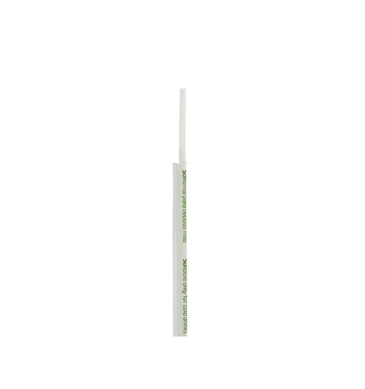 Plastic Straw Flexible PLA Wrapped White Ø0,5cm 21cm (7500 Units)