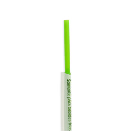 Plastic Straw Straight PLA Wrapped Green Ø0,6cm 20cm (250 Units)