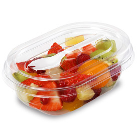 Plastic Salad Bowl APET shape with Fork 500ml 19x14x7,6cm (100 Units) 
