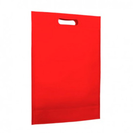 Non-Woven Bag with Die-cut Handles Red 30+10x40cm (200 Units)