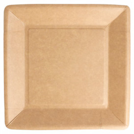 Paper Plate Biocoated Natual Square 18cm (20 Units) 