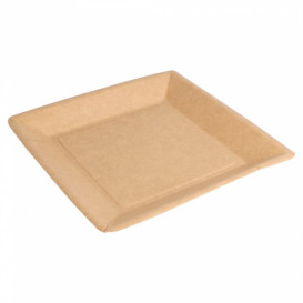 Paper Plate Biocoated Natual Square 18cm (20 Units) 