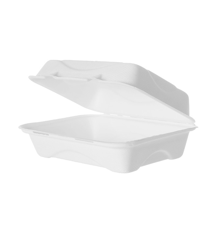 Sugarcane Hinged Container White 23x15x7,5cm (250 Units) Sugarcane Hinged Container White 23x15x7,5cm (250 Units)