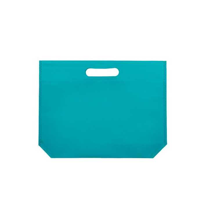 Non-Woven Bag with Die-cut Handles Aquamarine 34+8x26cm (200 Units) Non-Woven Bag with Die-cut Handles Aquamarine 34+8x26cm (200 Units)