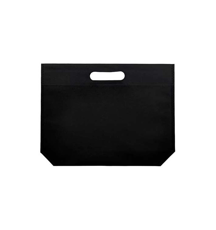 Non-Woven Bag with Die-cut Handles Black 34+8x26cm (25 Units) Non-Woven Bag with Die-cut Handles Black 34+8x26cm (25 Units)