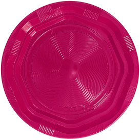 Plastic Plate Deep Round shape Octogonal Fucsia Ø22 cm (250 Units)