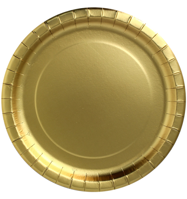 Paper Plate Round Shape "Party Shiny" Gold Ø29cm (6 Units) Paper Plate Round Shape "Party Shiny" Gold Ø29cm (6 Units)