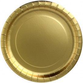Paper Plate Round Shape "Party Shiny" Gold Ø23cm (10 Units) 