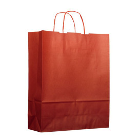 Paper Bag with Handles Kraft Red 100g 25+11x31cm (200 Units)