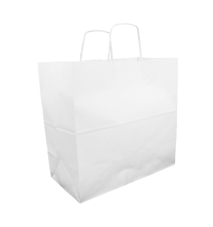 Paper Bag with Handles Kraft White 100g 35+15x30cm (25 Units) Paper Bag with Handles Kraft White 100g 35+15x30cm (25 Units)