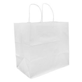 Paper Bag with Handles Kraft White 80g 30+18x29cm (25 Units) 