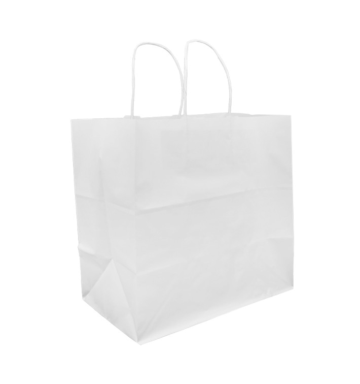 Paper Bag with Handles Kraft White 80g 30+18x29cm (25 Units) Paper Bag with Handles Kraft White 80g 30+18x29cm (25 Units)