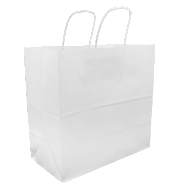Paper Bag with Handles Kraft White 100g 27+14x26cm (25 Units) 