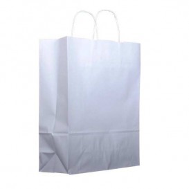 Paper Bag with Handles Kraft White 100g 32+12x41cm (25 Units) 