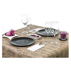 Pre-Cut Paper Tablecloth 1x1m "Buen Provecho" Kraft 1x1m (400 Units)