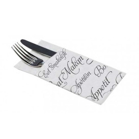 Pocket Fold Paper Napkins "Enjoy your meal" 40x40cm (30 Units) 